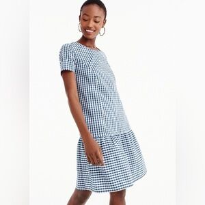 AMERICAN STANDARD for J CREW NWOT Blue Gingham Drop Waist Dress Size XS